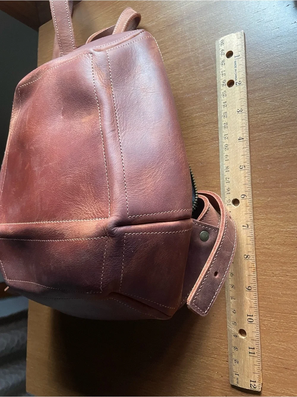 Leather Structured Mini Backpack Handmade